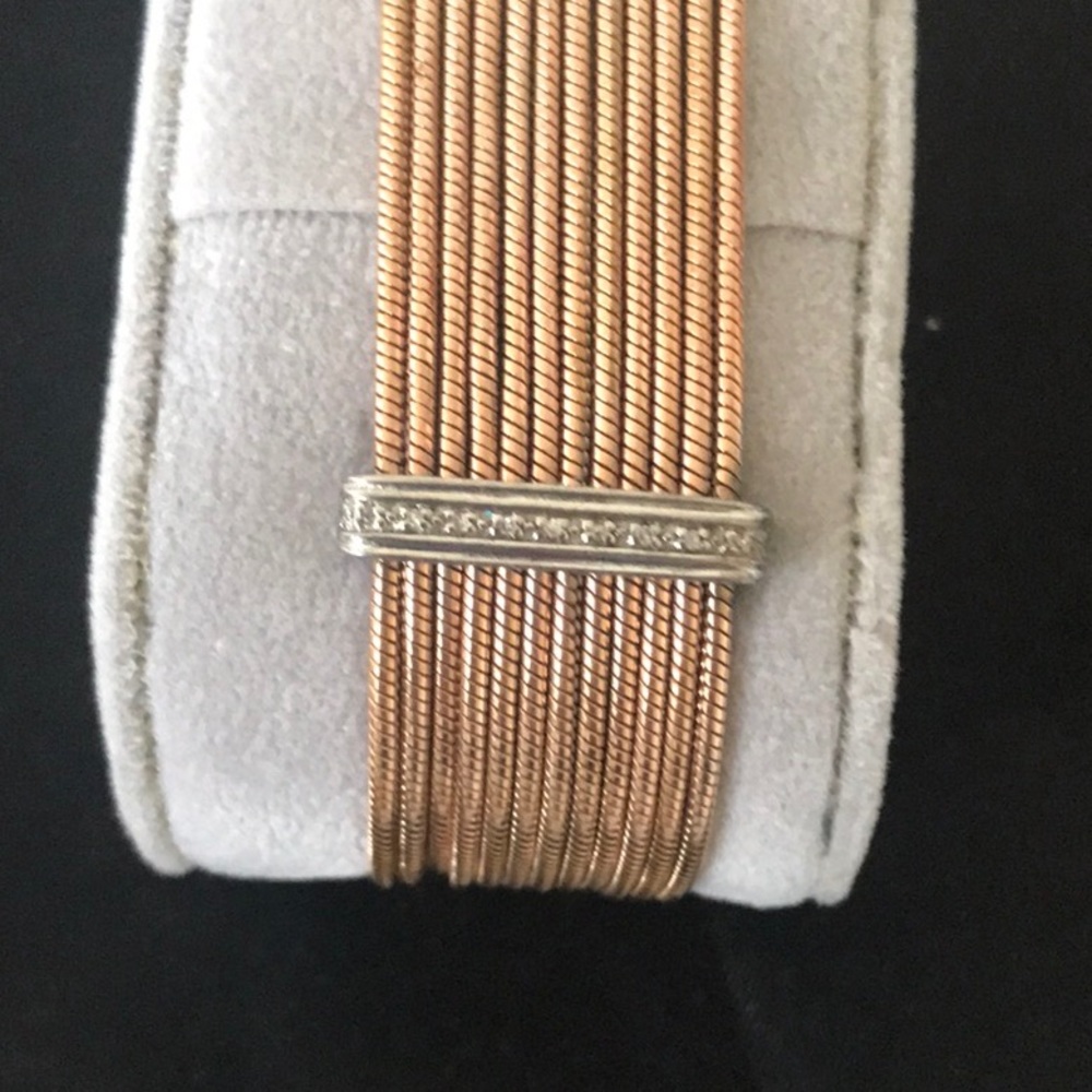 Rose tone with diamonds bracelet 925 - Picture 4 of 12